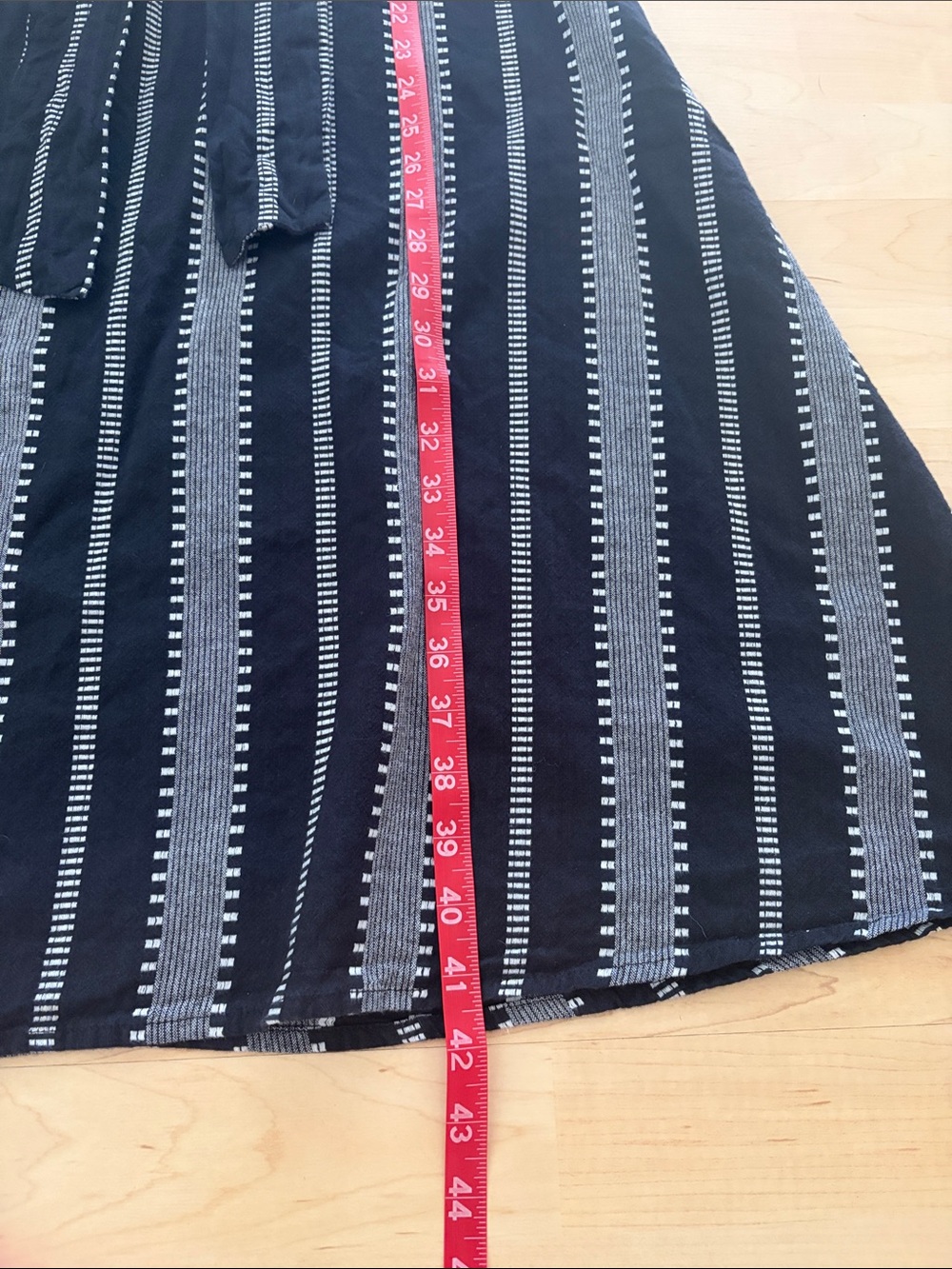 Lush Black Gray Striped Cotton Midi Dress Tie Waist Size Small - Picture 7 of 8